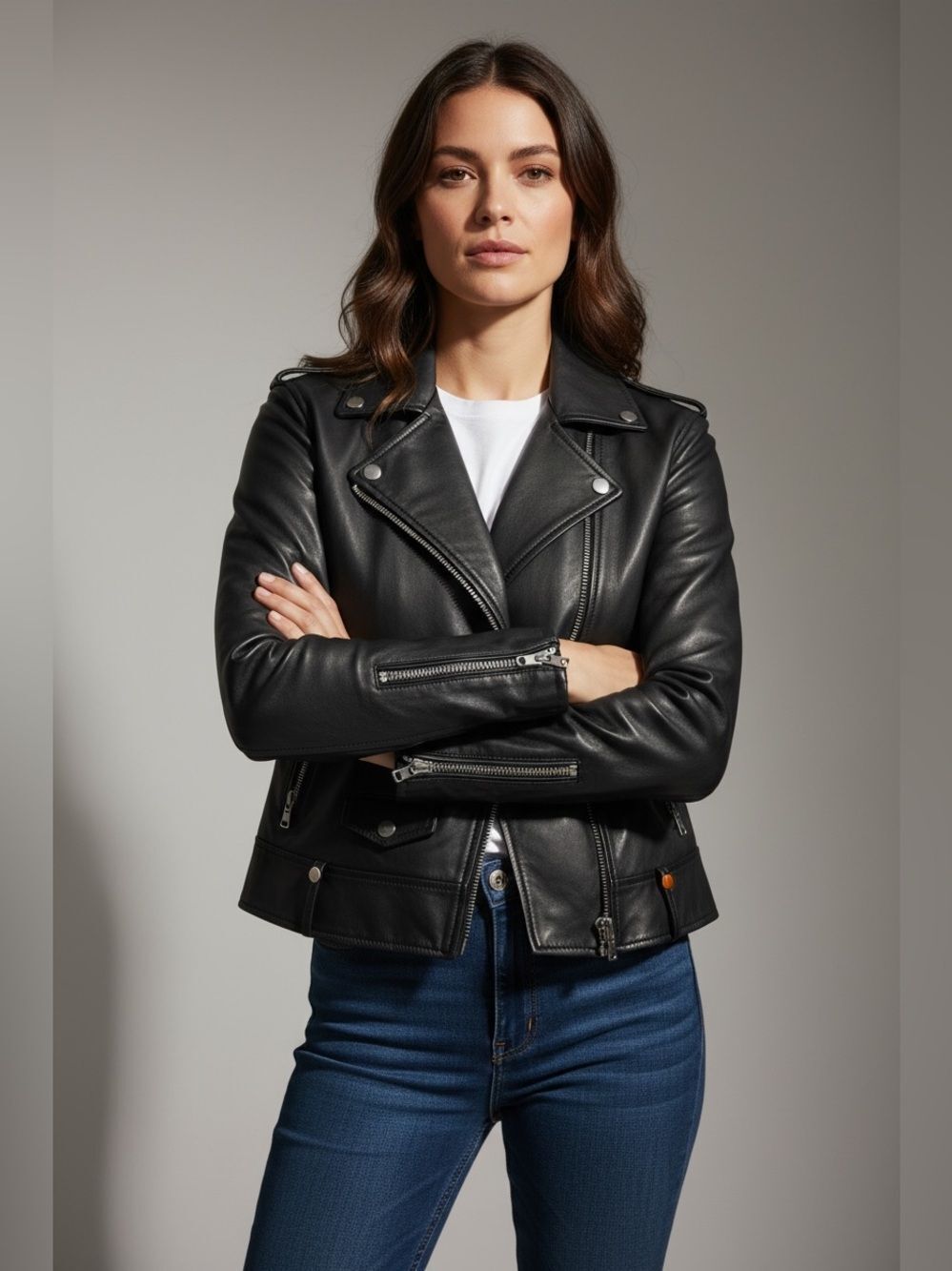 Gian Mori Black Leather bike Jacket